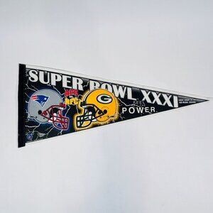 Vintage 1997 Super Bowl XXXI Packers vs Patriots Felt Pennant NFL Banner